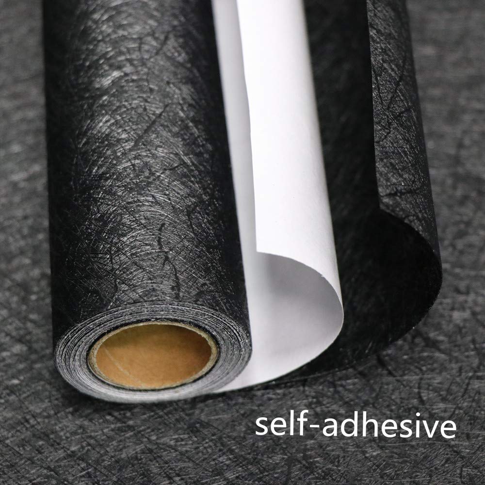 15.7" X 118" Black Silk Wallpaper Embossed Self Adhesive Peel and Stick Wallpaper Contact Paper Removable Waterproof Kitchen Vinyl Wrap Cabinet Furniture Textured Renter Friendly Wall Gift Paper