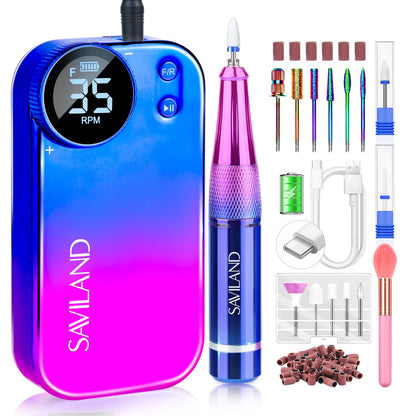 SAVILAND Electric Nail Drill Professional: 40000RPM Upgrad Nail Drill Kit 2025 Beautiful Gradient Sunset Color Scheme Nail D rill Machine Portable Nail File & Buffers Salon Use Manicure Pedicure