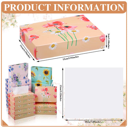 24 Packs Small Boxes of Tissues Flower Car Facial Tissue Boxes Disposable Tissue Packs Cube Facial Tissues 2 Ply 960 Sheets for Holiday Party Bathroom Office Floral Home Decor(Flower)