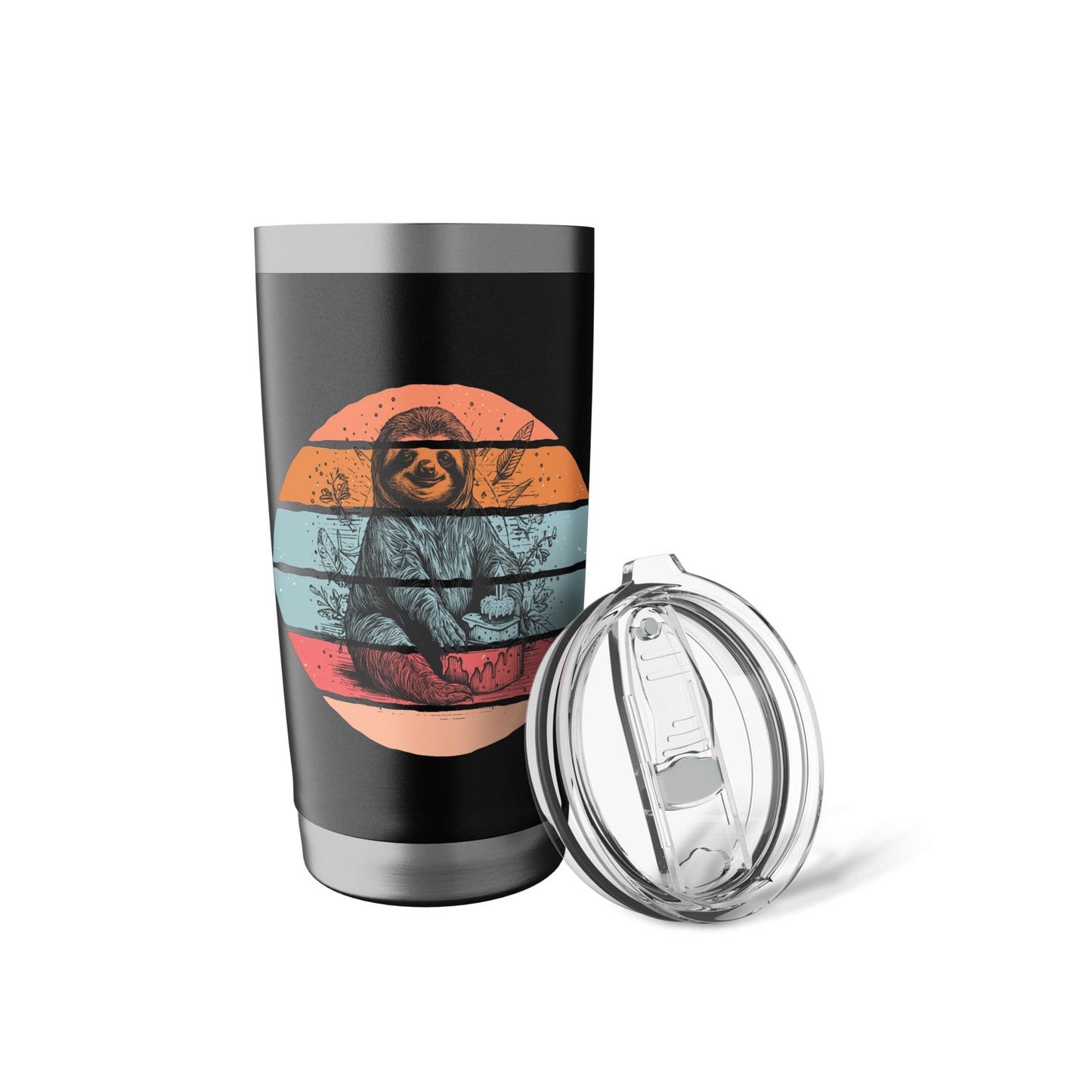 Sloth Birthday Cake Candle Floral Animal Cute Relaxed Calm Stainless Steel Insulated Tumbler