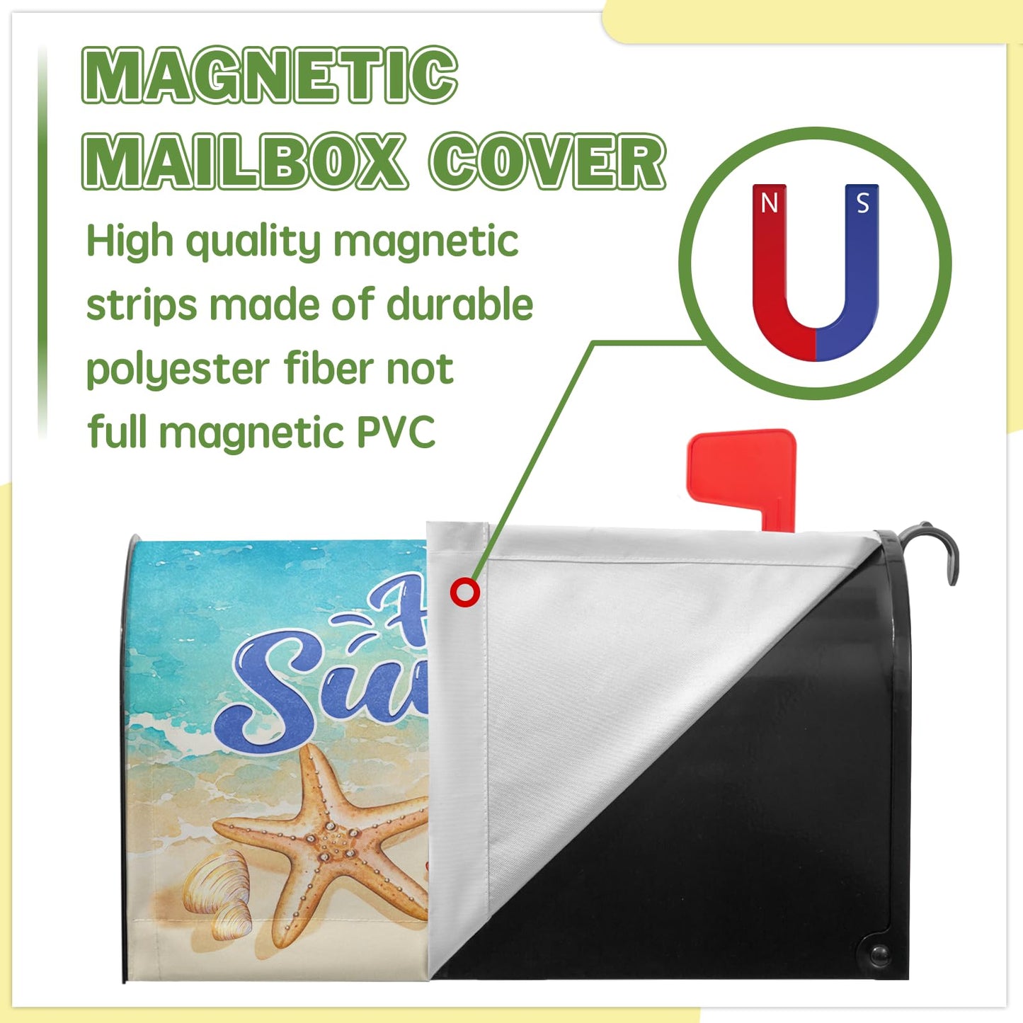 VentuCoven Hello Summer Mailbox Cover Beach Starfish Mail Box Covers Magnetic Standard Size Sunglasses Post Letter Box Cover Wrap 21x18 inch Mailbox Decorations for Outside Garden Yard
