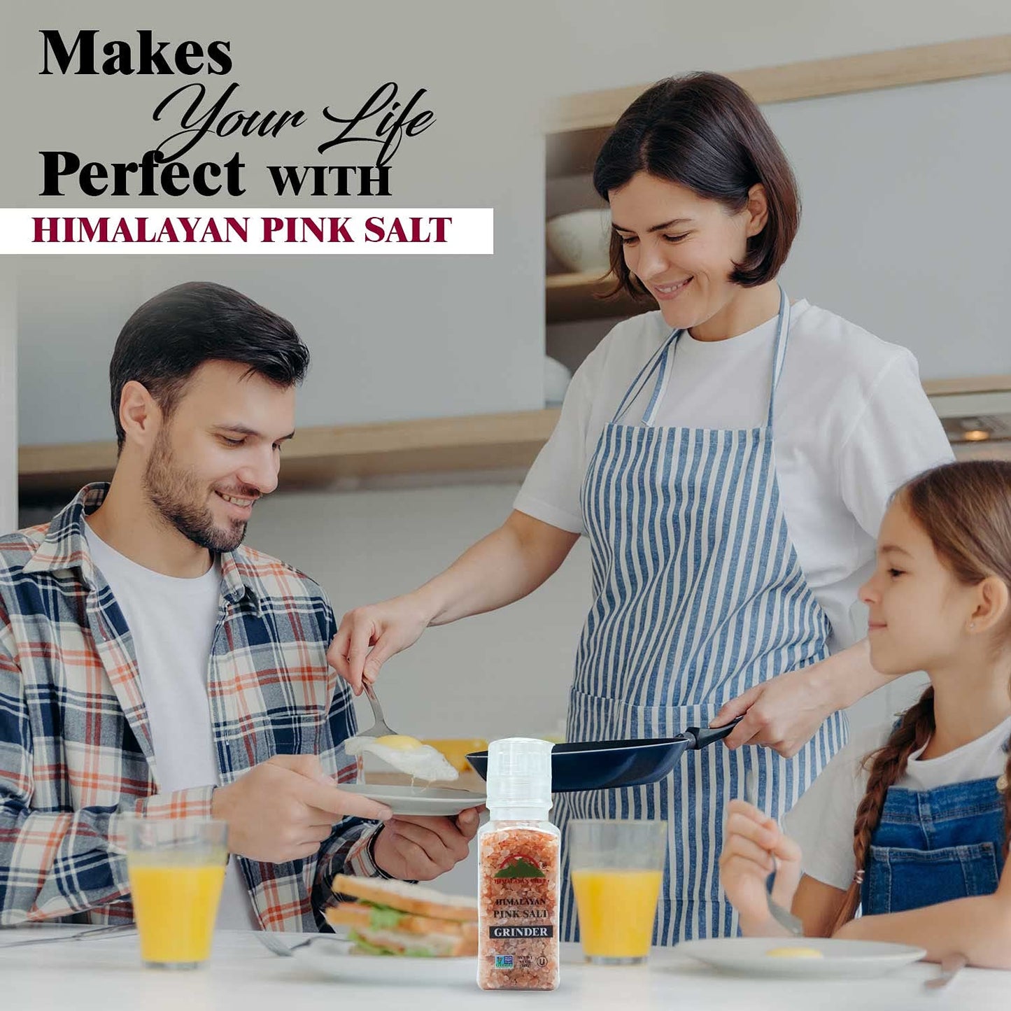Himalayan Chef Pink Salt and Black Peppercorn Square Plastic Grinder Set - Idle for Cooking, Seasoning and Baking | Vegan and Kosher Certified, Set of 2