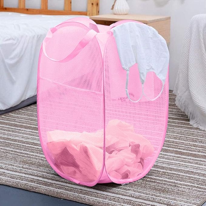 Pop Up Laundry Hamper Reinforced Collapsible Laundry Basket Foldable Clothes