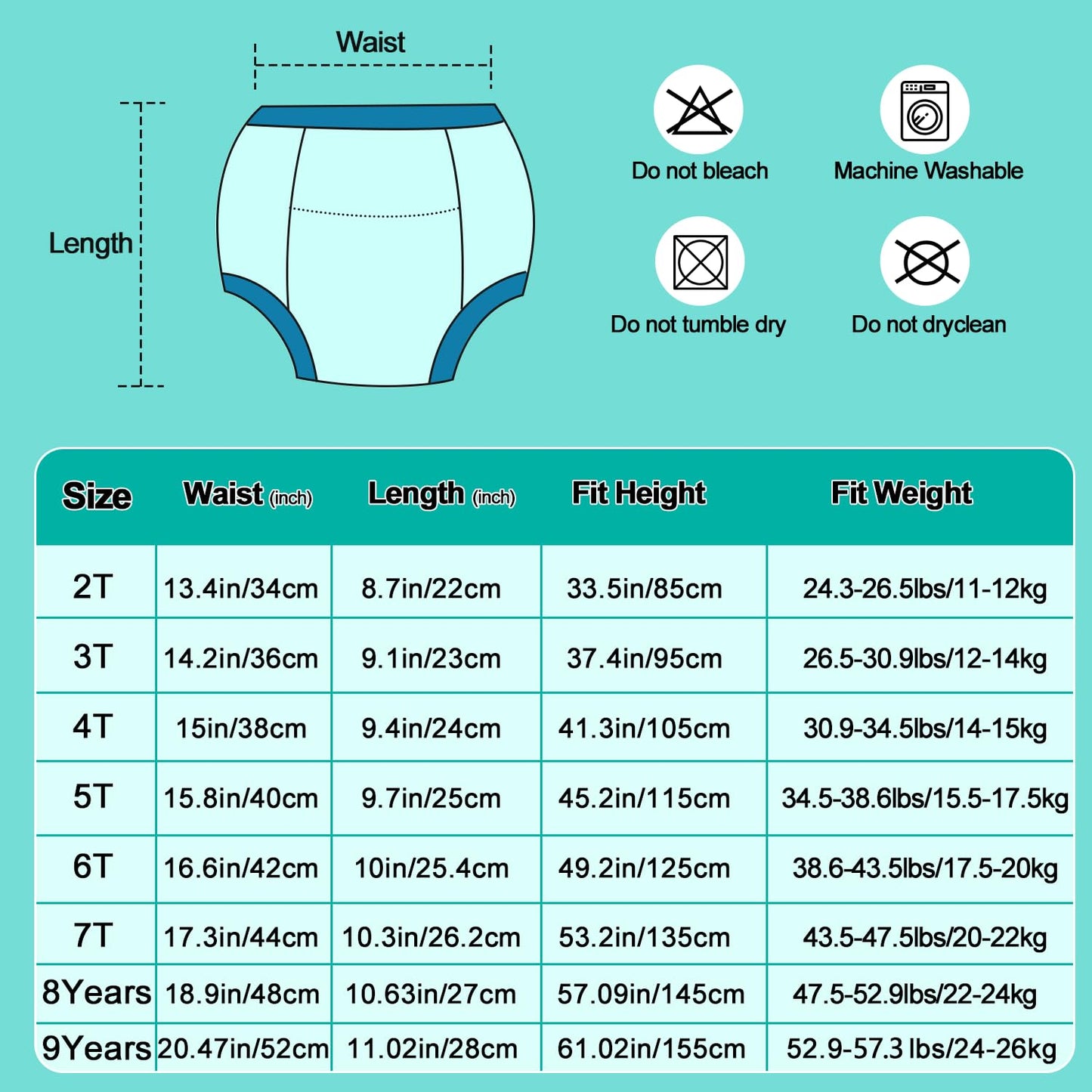 MOEMOE BABY Potty Training Pants for Boys - Reusable Cotton Toddler Underwear, 10 Pack, Blue, 3 Years