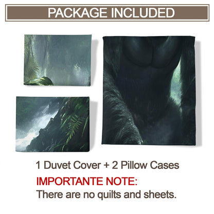Twin Size Duvet Cover Gorilla Print Duvet Cover Rainforest Comforter Cover Jungle Bedding Kids Room Bedding Decor (Reversible Printing)