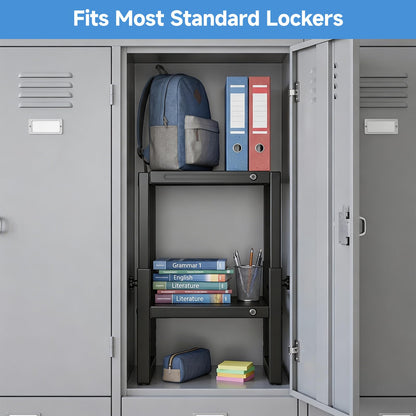 Locker Shelf for School, Adjustable Width and Height Locker Shelf Organizer,Office Desk Shelf Organizer, Heavy Duty locker organizer shelves Ideal Fits Standard Size School, Office, and Gym Lockers