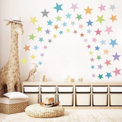 Supzone 165Pcs Colorful Boho Star Wall Decals Rainbow Colors DIY Vinyl Wall Art Sticker for Kids Baby Nursery Bedroom Playroom Kindergarten