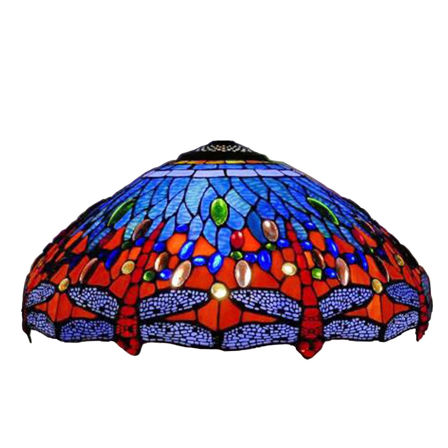 Errzom Dragonfly Lampshades Christmas Home Decor Green Blue Orange Lamp Shade Replacement Only 18 Inch Tiffany Style Stained Glass Table Lamp Pendant Light Floor Lamps Lampshade,Blue