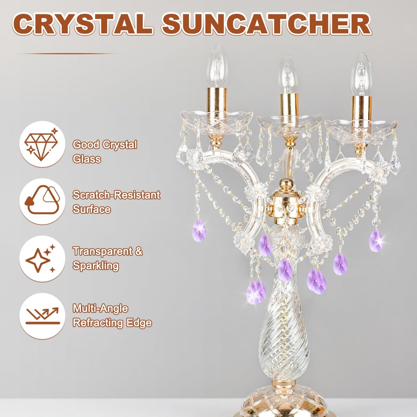 M METERXITY 8-Pack Crystal Pear Shaped Prisms, 38mm/1.5 Inch Chandelier Pendant Maker Hanging Crystals Chandelier Prisms for Home/Windows/Garden/DIY Decoration[Purple]