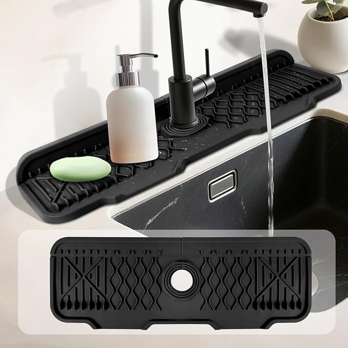 17 Inch Faucet Mat For Kitchen Sink Splash Guard Behind Faucet, ，5°Slope Fast
