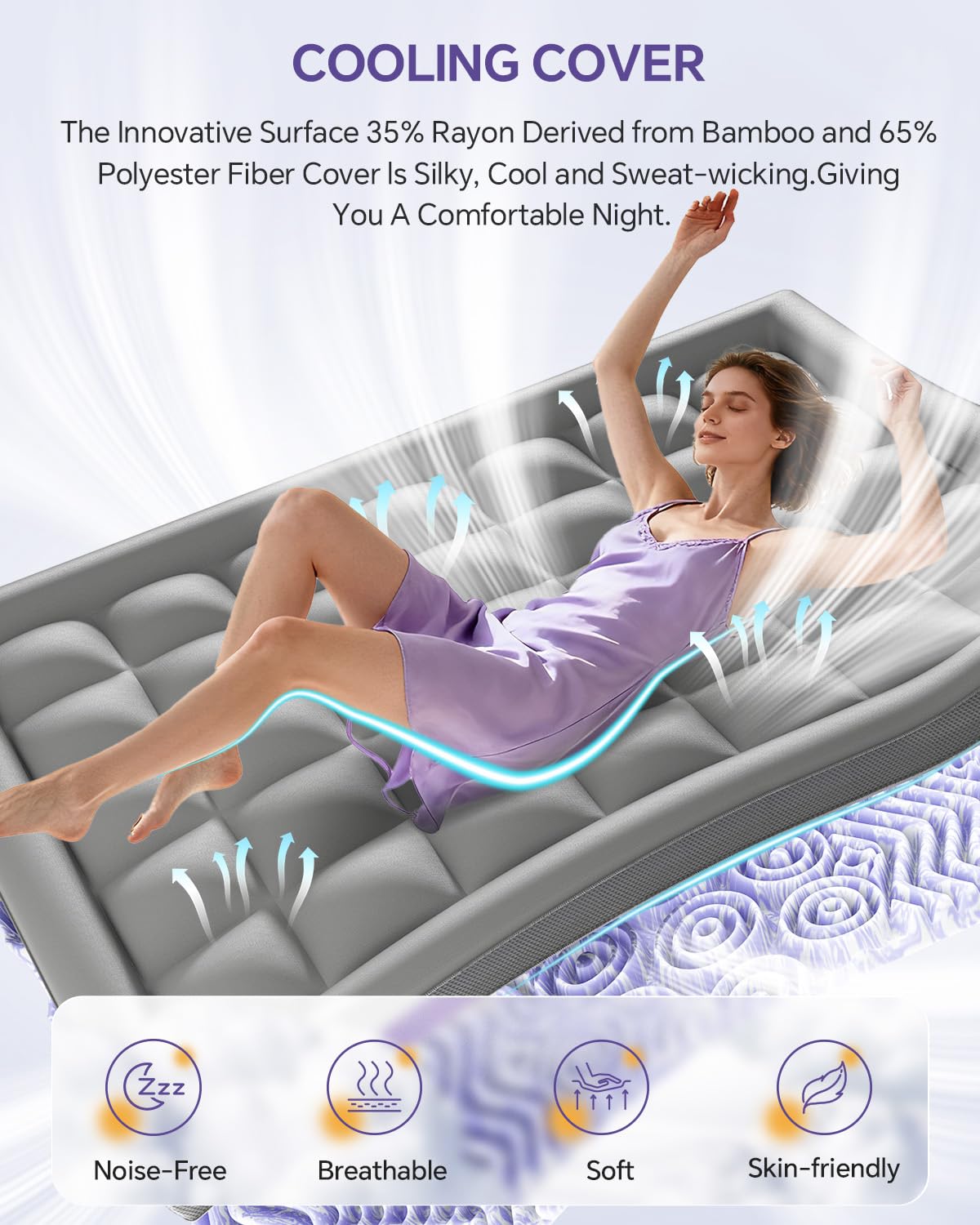 ChiXpace Dual Layer 4 Inch Memory Foam Mattress Topper Queen - 2 Inch Gel Memory Foam and 2 Inch Pillow Top Mattress Pad, 7-Zone Egg Crate 2-in-1 Design (Grey)