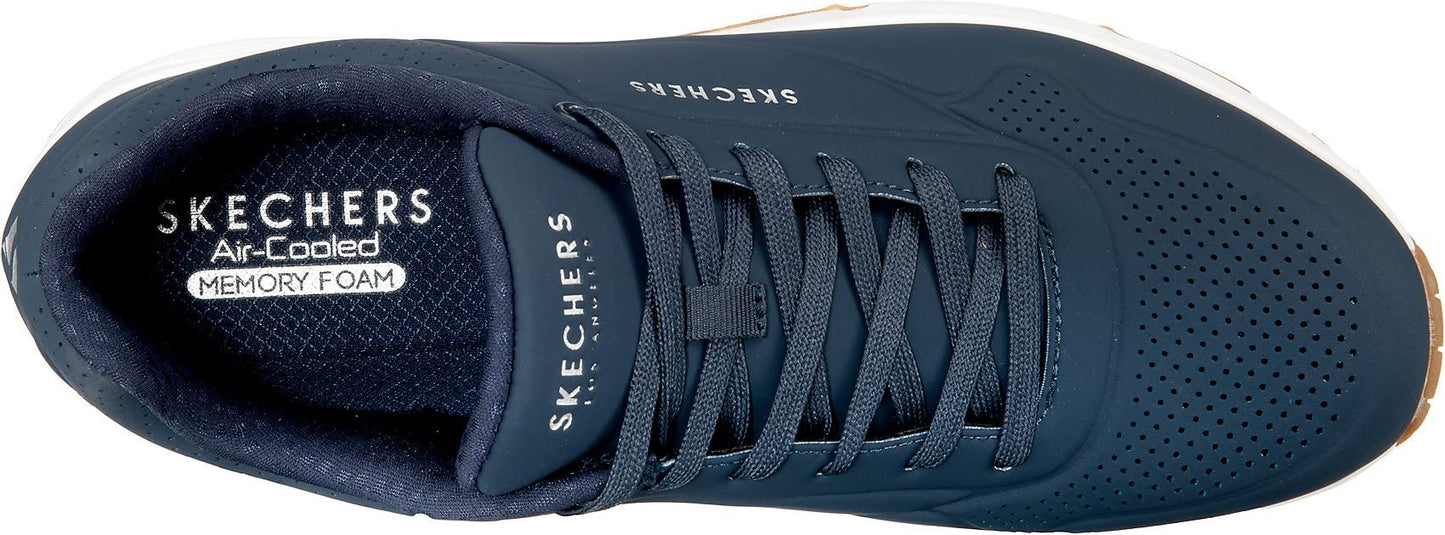 Skechers Men's Uno Stand on Air Sneaker, Navy Durabuck Trim, 8 UK