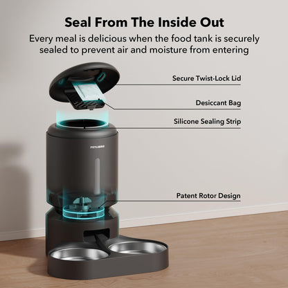 PETLIBRO Automatic Cat Feeder for 2Cats, 5L Timed Dual Dog Food Dispenser, 5G WiFi Pet Feeder with APP Remote Feeding, 1-10 Meals/Day, 10s Meal Call, Double Trays