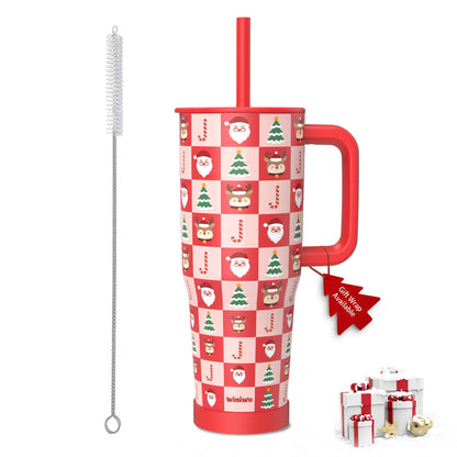 winiwo Christmas Gifts for Women Mom Daughters, Christmas Tumbler with Handle and Straw 40 oz for Friends Girls, Stainless Steel Travel Mug, Iced Tea or Coffee, Available Gift Wrapping