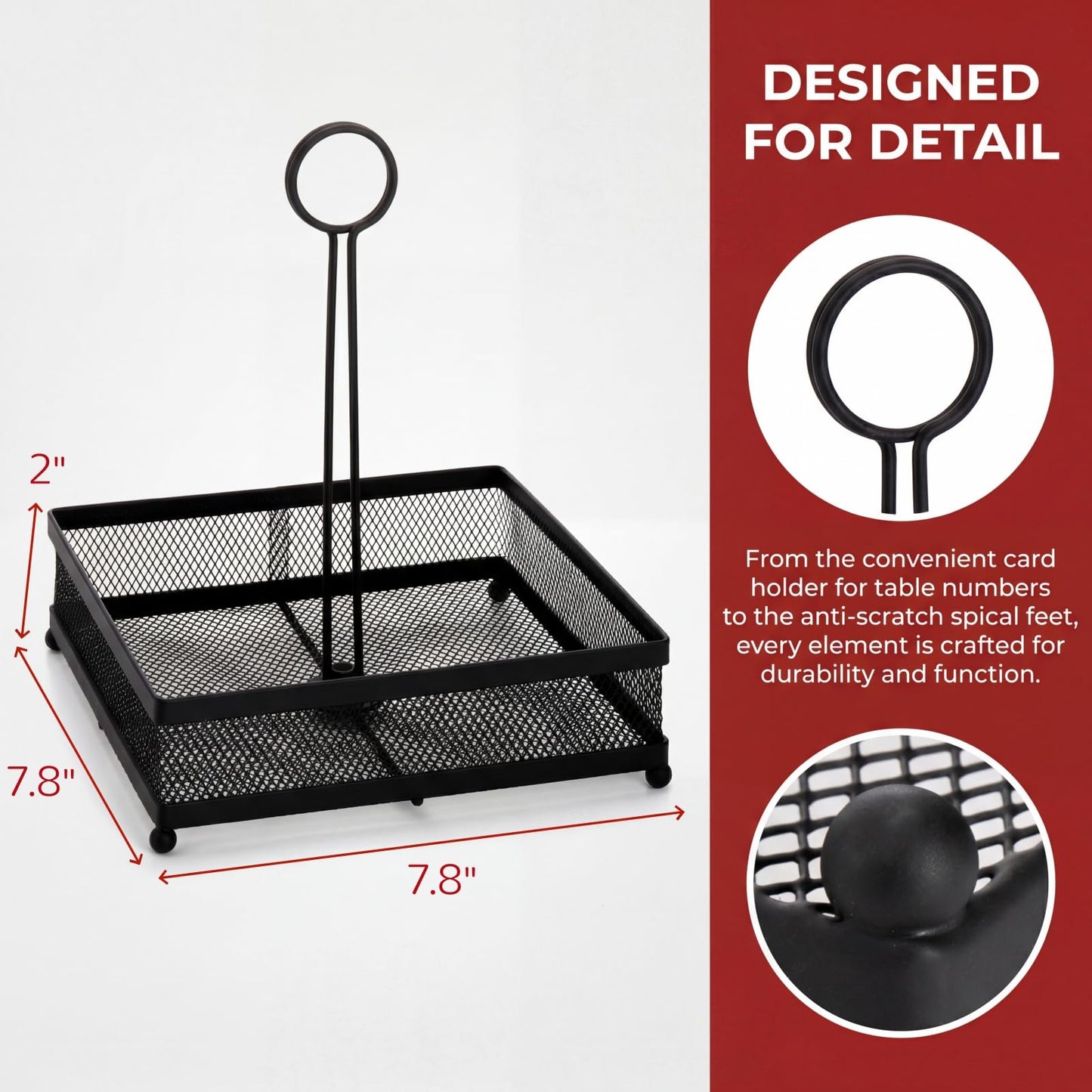 Lyellfe Set of 2 Metal Condiment Caddy, Square Table Caddy Collection with Number Card Holder, Black Tabletop Seasoning Spice Organizer for Grill Outdoors, Restaurant, Kitchen Cabinet