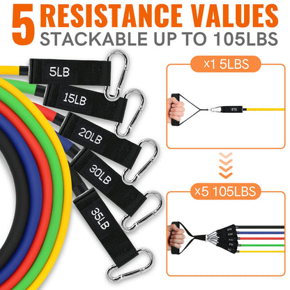 Aihoye Resistance Bands for Working Out, Exercise Bands with Handles, Stretch Bands for Exercise, Workout Bands with Door Anchors for Physical Therapy & Strength Training