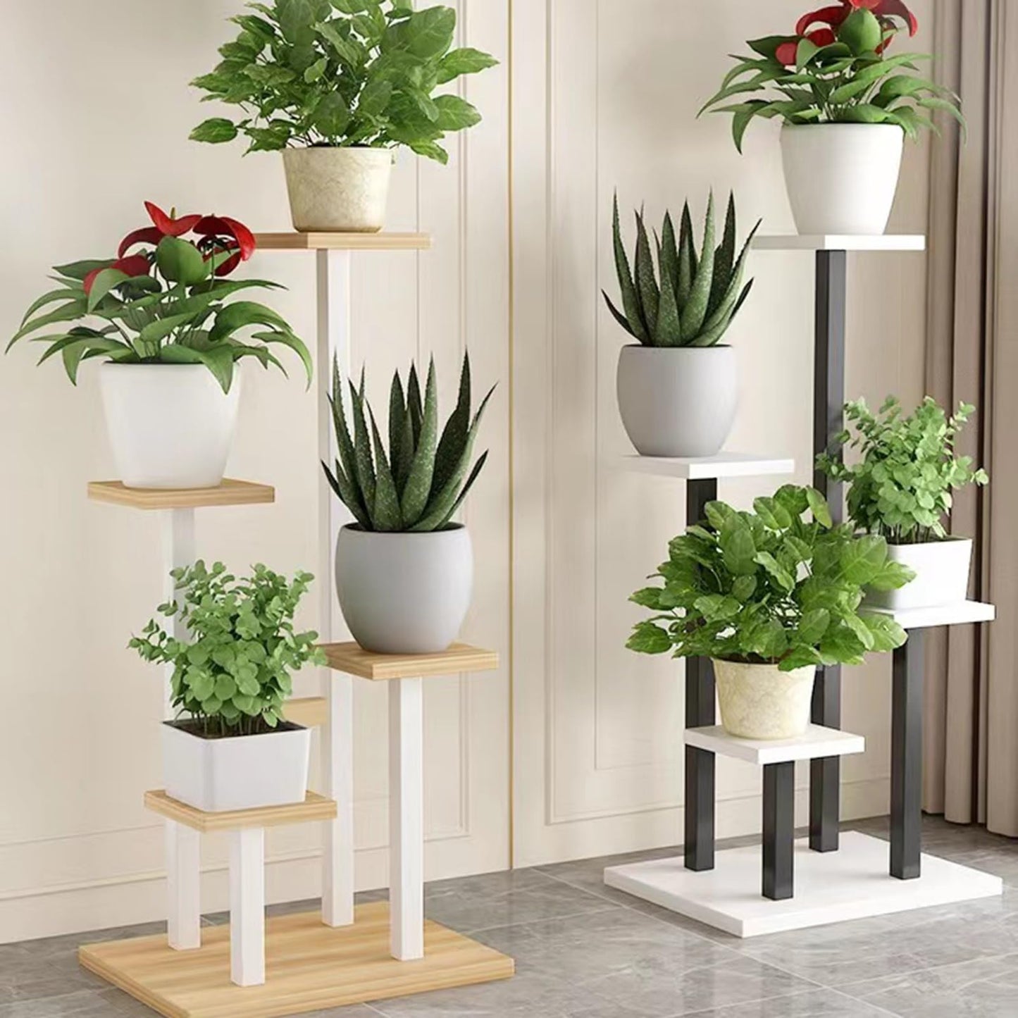 Yajuer Plant Stand Indoor 4 Tier Metal Flower Shelf, Corner Plant Stand Outdoor, Tall Flower Holders for Patio Garden(Black)