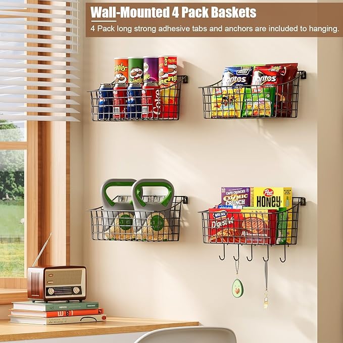 Sonyabecca 4 Pack Hanging Wall Basket