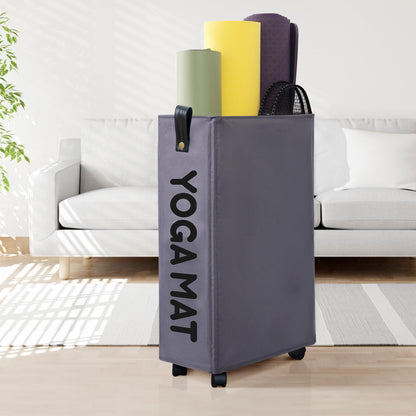 Caroeas 22 inches Yoga Mat Storage Basket, Large Yoga Mat Holder Accessories, Home Gym Equipment Storage Yoga Mats, Women Men Workout Equipment Organization with 4 Wheels, Dark Gray