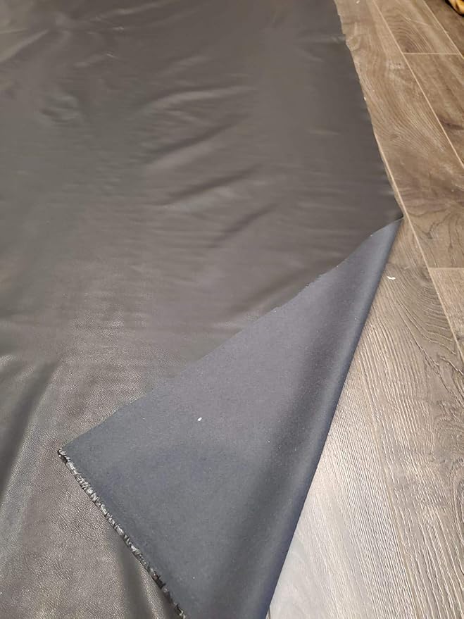 Black Faux PU Leather by The Yard Synthetic Pleather 0.7 mm Nappa 1 Yard
