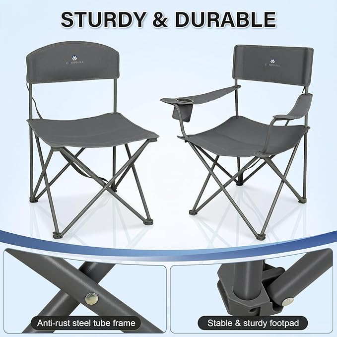 Camping Chair Set of 3, Outdoor Folding Camping Chairs