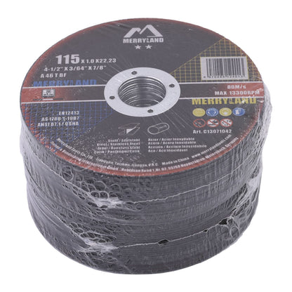 Merryland Cutting Disc 115 Metal for Angle Grinder, 115 X 1.0 X 22.23 mm Cutting Wheel 50 Pieces, INOX Stainless Steel Iron Universal 4.5 inch Type 41, Craft-Line C13071042