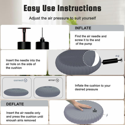 Hanstuten Wobble Cushion Core Balance Disc, Inflated Wiggle Seat Cushion to Improve Sitting Posture & Stay Focused, Non-slip Balance Pads for Physical Therapy & Core Strength (1Grey)