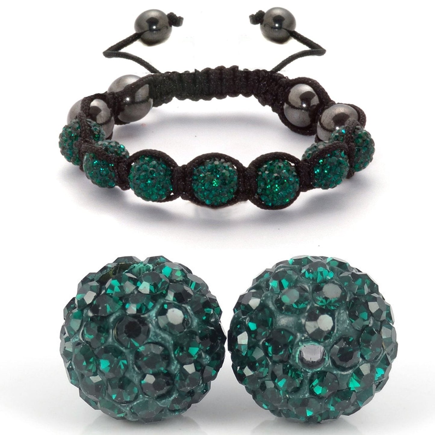 RUBYCA Pave Czech Crystal Disco Ball Clay Beads fit Shamballa Jewelry (100pcs, 10mm, Emerald Green)