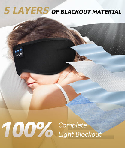TOPOINT Sleep Mask with Headphones Bluetooth 5.4 Wireless, Sleep Headphones Earphones Earbuds with Microphone HD Speakers Music, Blackout Eye Mask for Sleeping Travel Meditation Men Women Cool Gadgets
