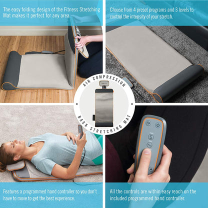 HoMedics Body Flex Back Stretching Mat with Heat, 6 Stretching Programs and 3 Intensity Levels with Removable Memory Foam Pillow for Full Body Coverage, Portable for Yoga, Athletes, Home Gym