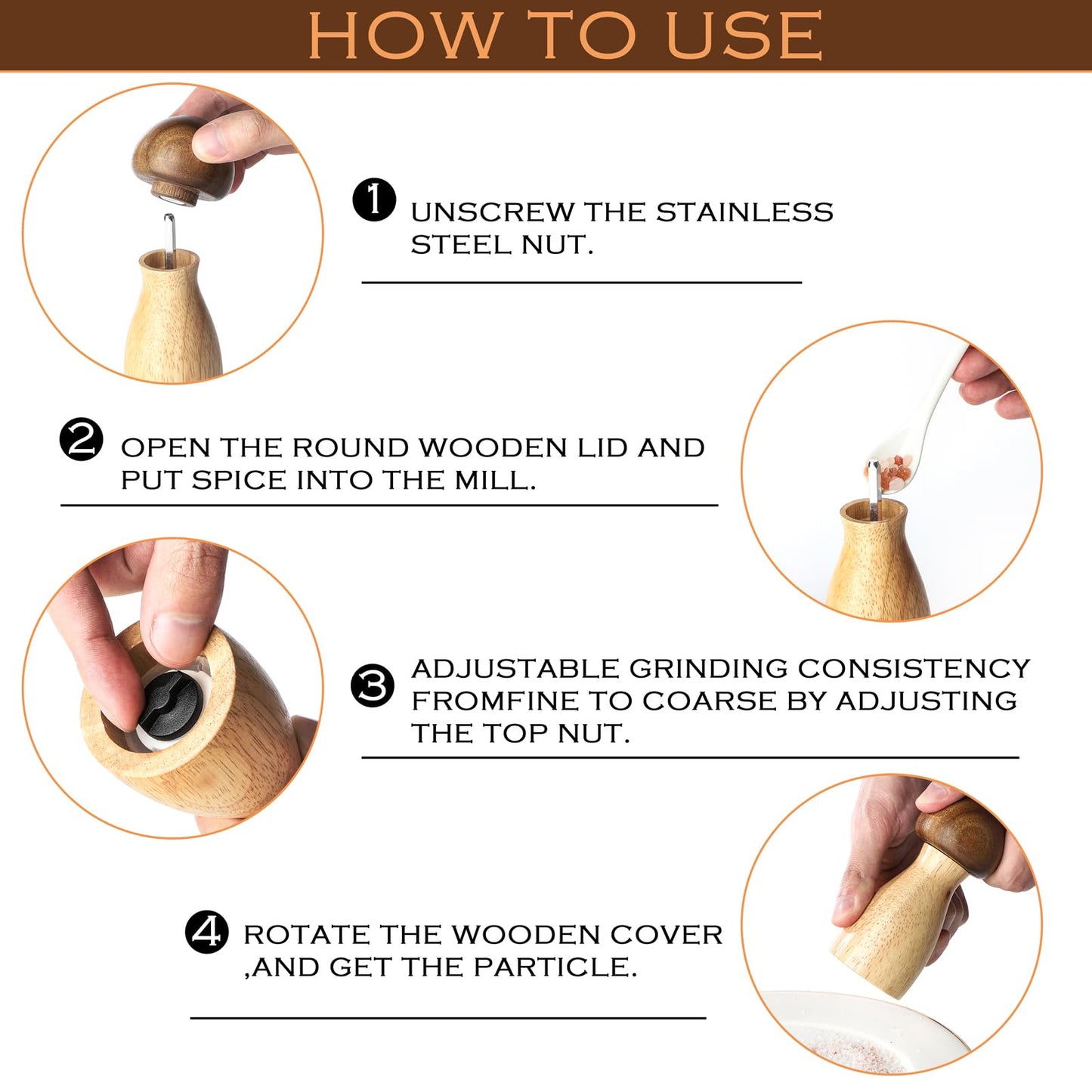 Salt and Pepper Mill Set, Mushroom Shape Salt and Pepper Shaker, Ceramic Pepper Grinder, Coarse and Fine Adjustable, Home, Restaurant, Kitchen Applicable (2)
