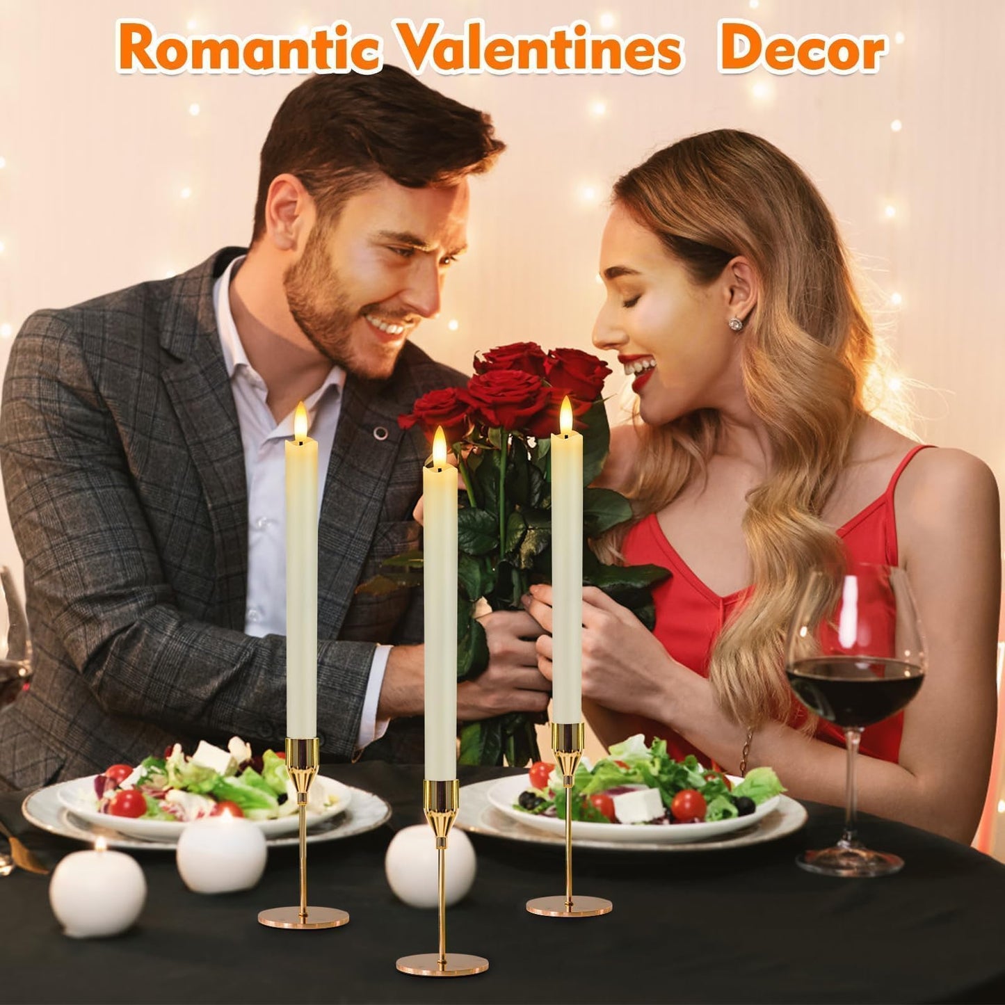 HINZER 6 Pcs Flameless Taper Candles with Remote & Timer 9.6 inch Real Wax Battery Operated LED Warm 3D Wick Flickering Window Candles for Halloween Christmas Wedding Decor, Ivory