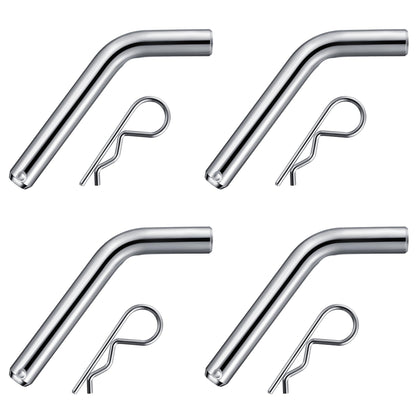 4 Set 5/8" Trailer Hitch Pin & Clip with Grooved Head, Heavy Duty Trailer Hitch Pin Fits 2" or 2.5" Receiver, Strong Spring R Clips Prevent Slipping, Suitable for Towing