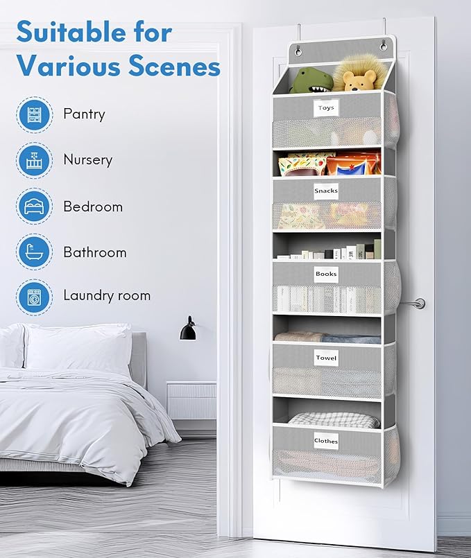 Over The Door Organizer Hanging, 5 Shelf Behind The Doors Storage, Pantry Door