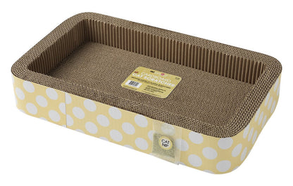 Petrageous 13079 Jerrys Rectangular Corrugated Cat Lounge Scratcher 20-Inch Long 12-Inch Wide 3.5-Inch Tall with Cat Nip is Great for Cats, Yellow (Pack of 1)