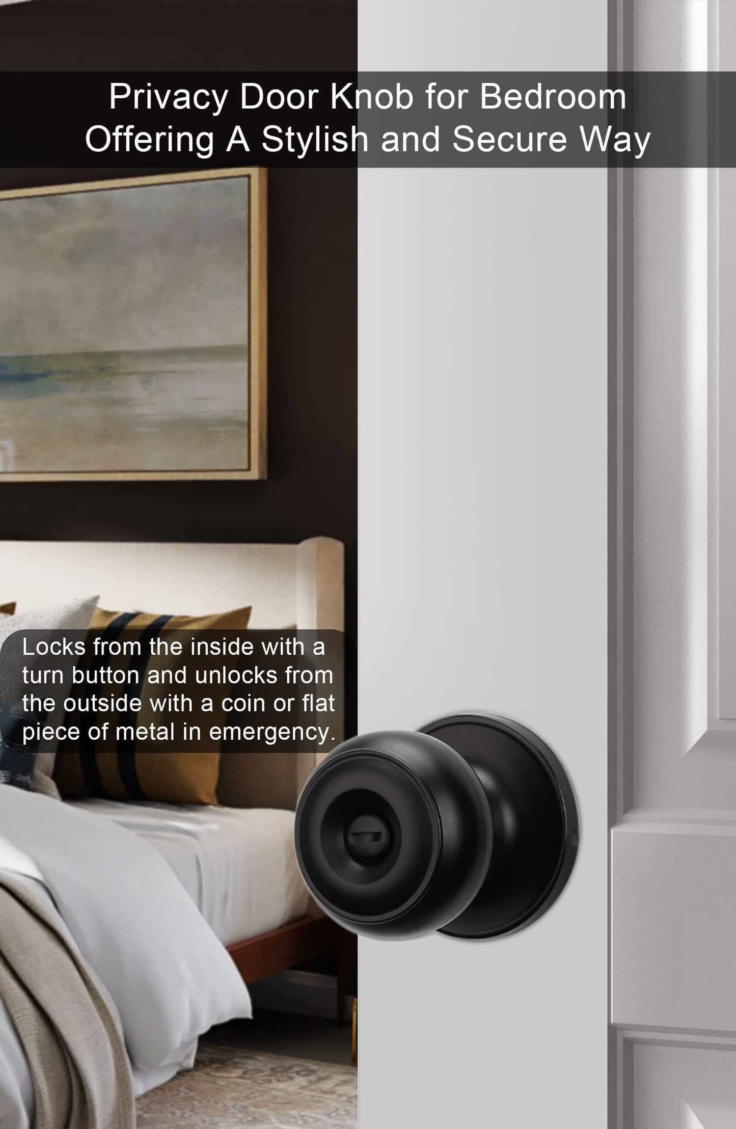 goldenwarm Black Interior Door Knobs, Matte Black Privacy Door Knob, Black Bedroom Door Knobs, Black Door Knobs Interior Bulk, Indoor Bathroom Door Knob(8 Pack, Matte Black)
