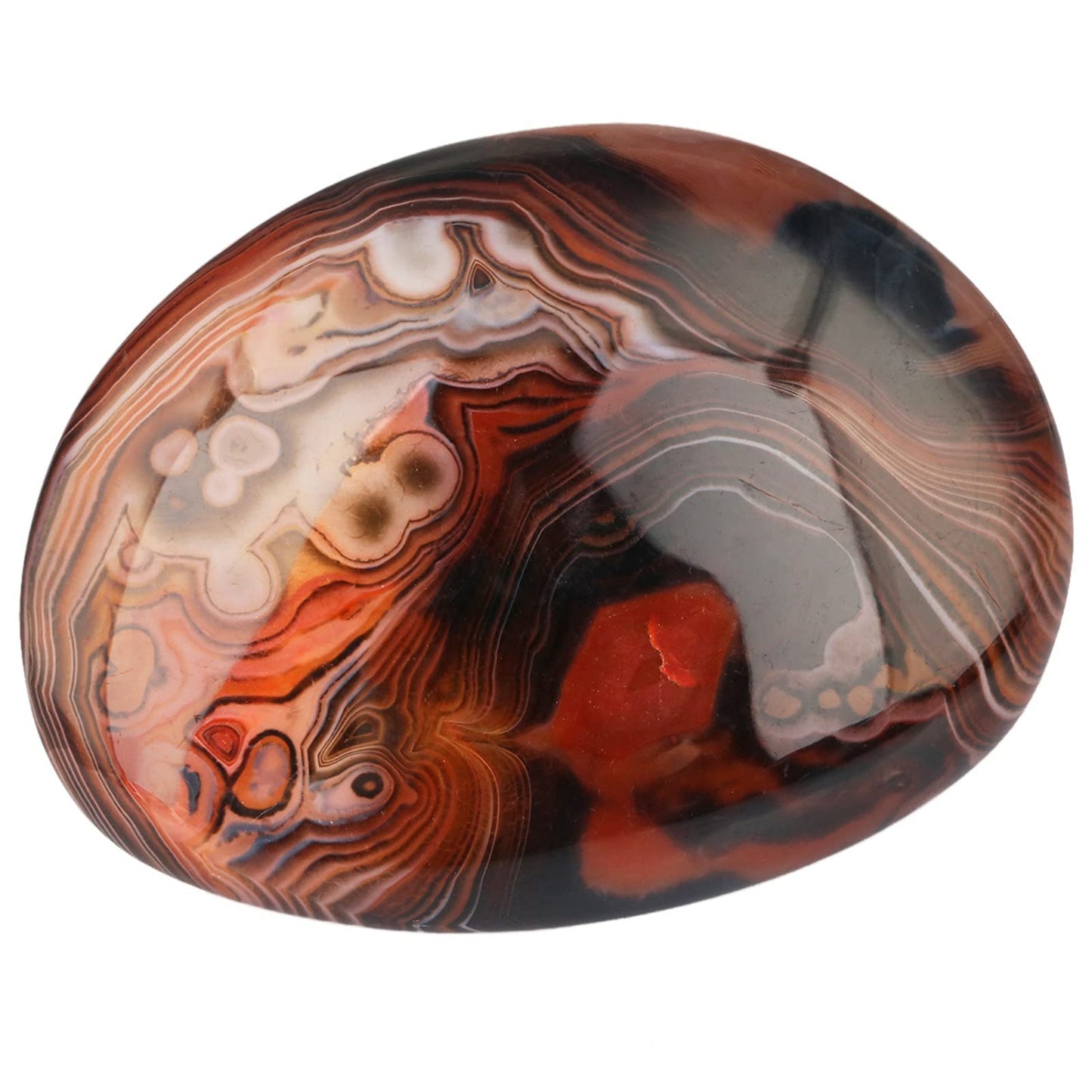 rockcloud Irregular Polished Banded Agate Palm Stones Worry Stones Pebble Healing Crystal with Velvet Bag