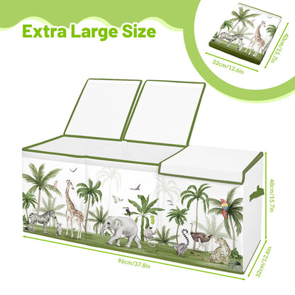 Toy Storage Bin with Lids,Extra Large Toy Box Chest with Handles for Kids Boys Girls,Collapsible Storage Organizer Box Bin Basket for Bedroom,Playroom, Nursery,37.8"x12.6" x15.7",Forest animals