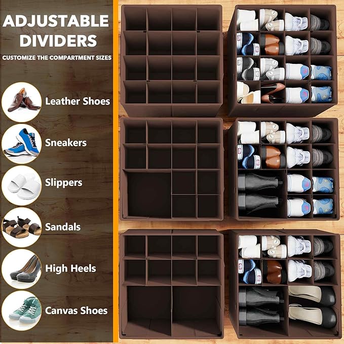 SpaceAid Shoe Organizer for Closet, 2 Pack Foldable Shoe Storage Containers