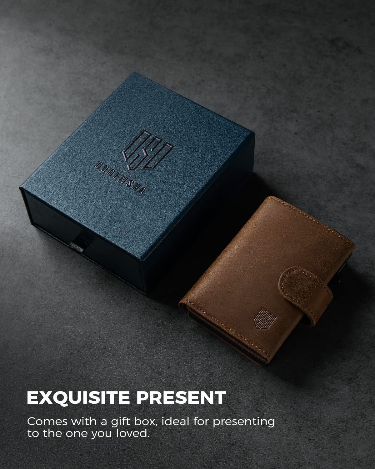 DODENSHA AirTag Wallet, RFID Blocking Genuine Leather Pop Up Credit Card Holder Wallet with Coin Pocket, ID Window, Banknote Compartment & Snap Closure