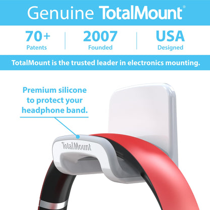 TotalMount Headphone Holder – Hanger Won’t Damage Your Wall with Screws or Permanent Adhesive (Studio-Grade White – One Pack)