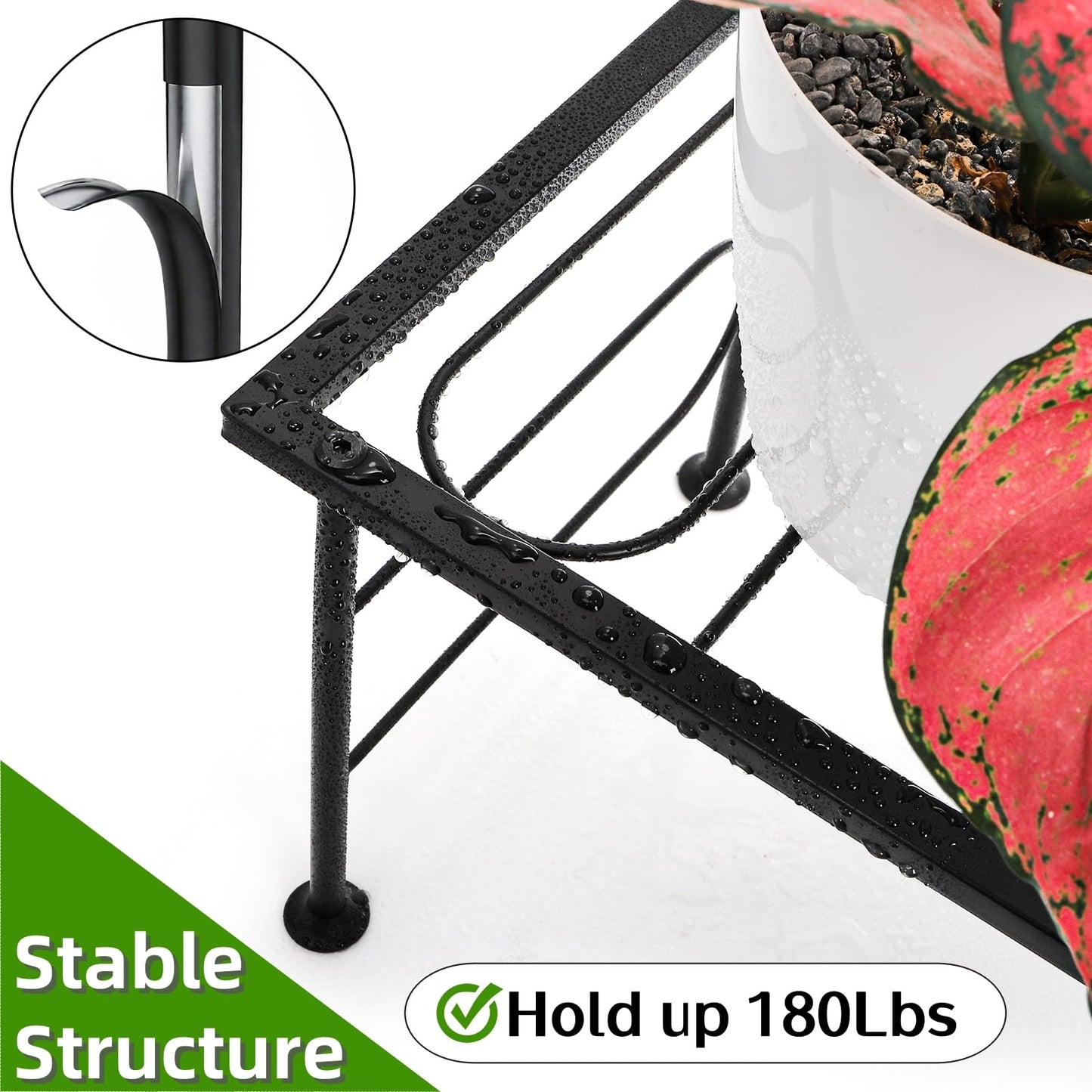 YIMITEE 2 Pack Metal Plant Stand Indoor Outdoor, 1 Tier Heavy Duty Flower Pot Stands, Space-Saving Ladder Planter Holder, Decorative Flower Display Rack for Patio Living Room Garden Corner Balcony