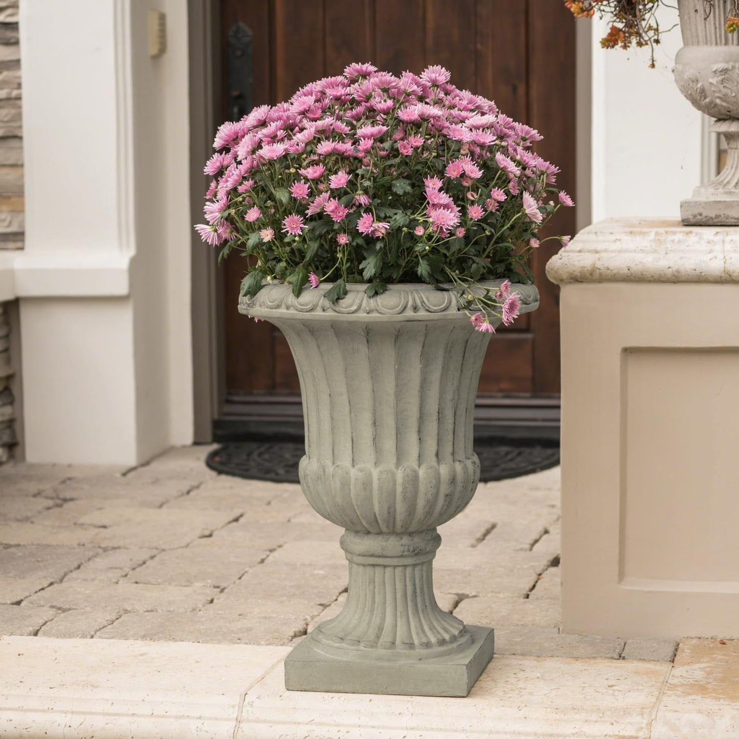 Gubaiao 26" Large Urn Planters for Outdoor Plants - Versatile Indoor/Outdoor Garden Planter Urns Flower Pots with Antique Green Magnesium Oxide Finish