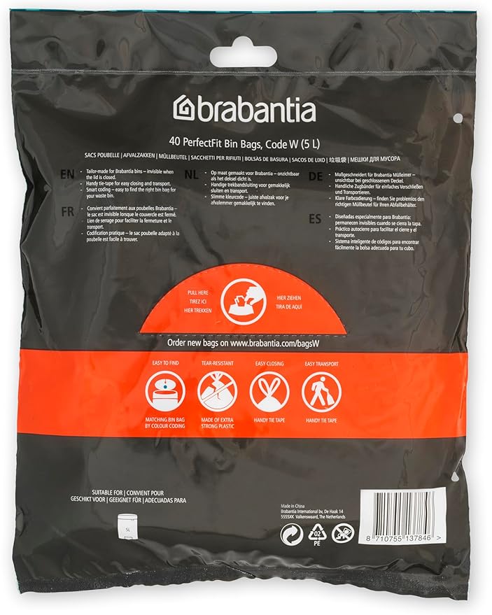 Brabantia PerfectFit Trash Bags Thick Plastic Trash Can Liners