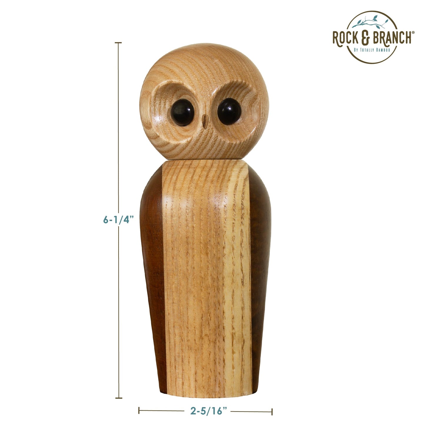 Rock & Branch Owl Refillable Pepper Grinder, Manual Pepper Mill with Ceramic Grinder and Adjustable Coarseness
