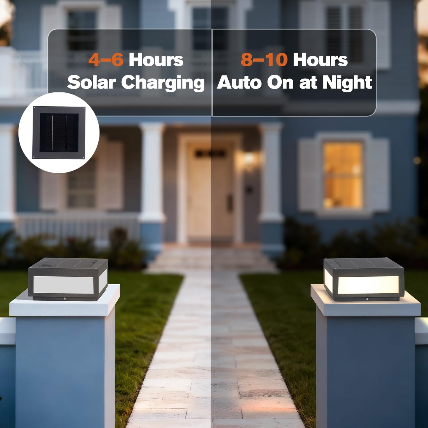 Smplhavn 11.81" Solar Post Lights, IP54 Waterproof Solar Pillar Lights Outdoor, 3000K LED Outdoor Lamp Post Light, Dusk to Dawn Column Lighting for Posts Fence Outside Entrance Yard Driveway