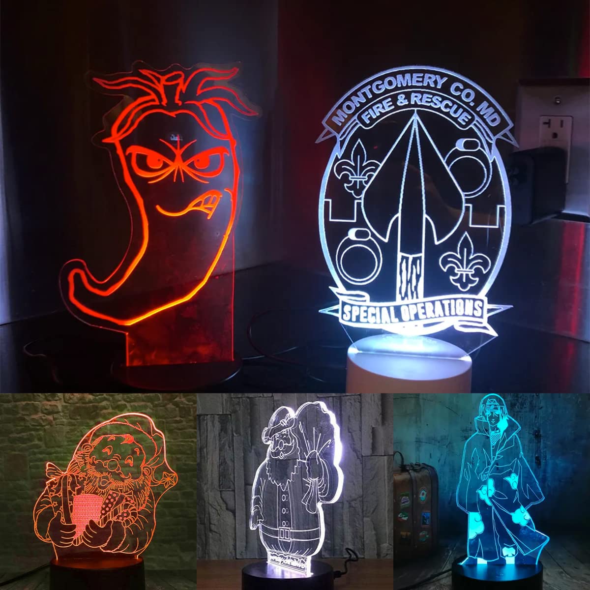 Watris Veiyi 4PCS LED Display Base, Colorful LED Light Base Stand for Crystals Glass Jewelry Art Gift
