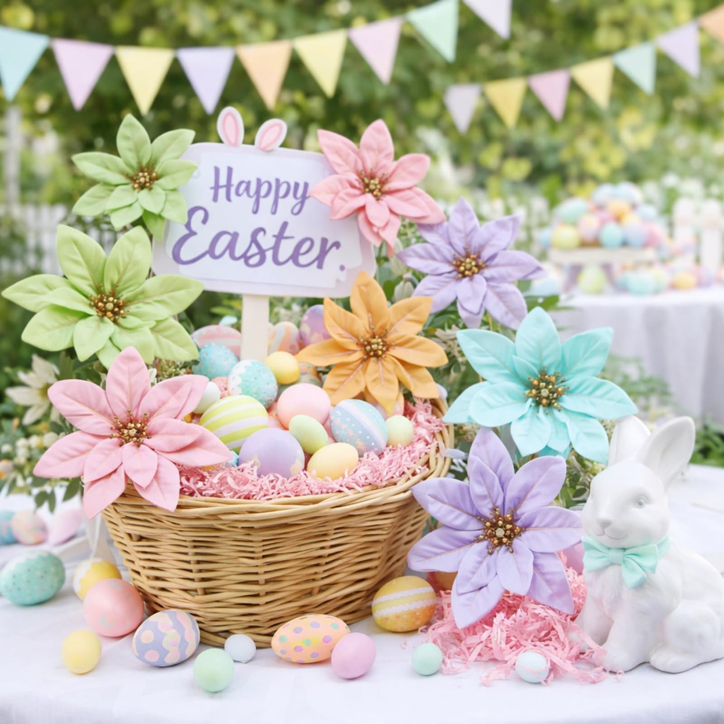 Thiccywoov 15 Pcs Spring Pastel Flowers Ornaments for Tree Spring Summer Artificial Flowers Decoration for Home Crafts Birthday Wedding Baby Shower Themed Summer Holiday Party Decoration