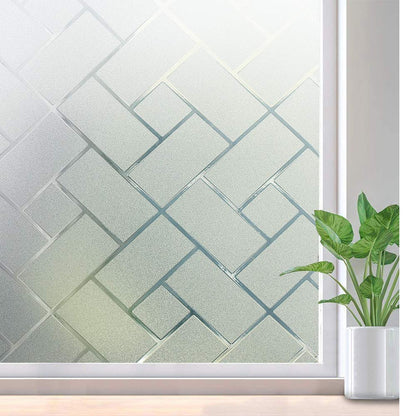 rabbitgoo Window Privacy Film, Frosted Glass Decorative Static Cling Sticker Sun Blocking Vinyl Covering for Home Kitchen Living Room Bathroom, 17.5 x 78.7 inches