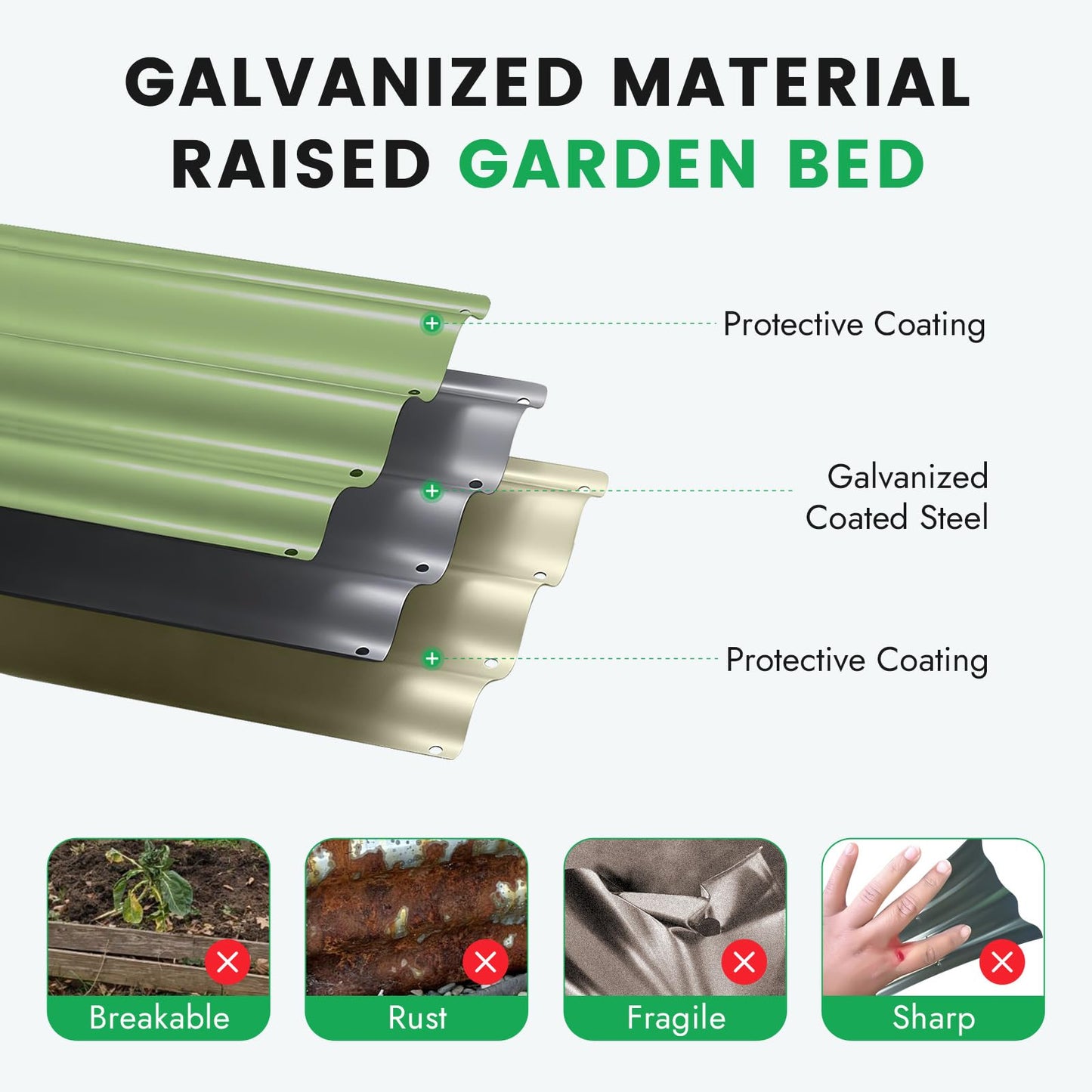 INNO STAGE 3 Pcs Round Galvanized Raised Garden Bed — 2×2×1ft Planter Box Outdoor Raised Beds Kit for Gardening Vegetables, Fruits, Herbs, and Flowers, Olive Green